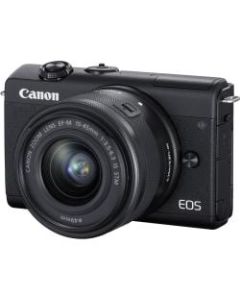 Canon EOS M200 24.1 Megapixel Mirrorless Camera with Lens - 15 mm - 45 mm - Black - Autofocus - 3in Touchscreen LCD - 3x Optical Zoom - Optical (IS) - 6000 x 4000 Image - 3840 x 2160 Video - HD Movie Mode - Wireless LAN