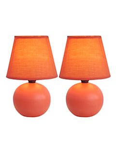 Simple Designs Mini Globe Table Lamps, 8 7/8inH, Orange Shade/Orange Base, Set Of 2