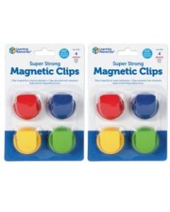 Learning Resources Super Strong Magnetic Clips, 1 1/2in, 50 Pages, Assorted Colors, 4 Hooks Per Pack, Set Of 2 Packs