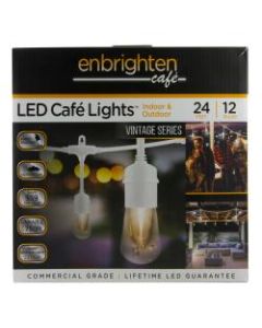 Enbrighten Vintage LED Cafe Lights, 24ft, Indoor/Outdoor, White Cord/White Lights