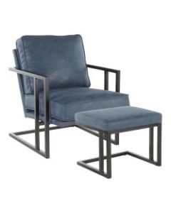 LumiSource Roman Lounge Chair And Ottoman Set, Black/Blue