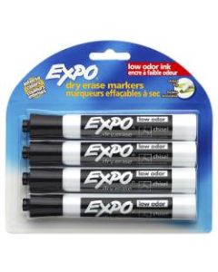 EXPO Low-Odor Dry-Erase Markers, Chisel Point, Black, Pack Of 4