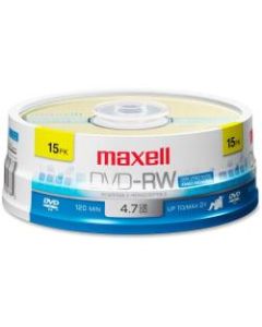 Maxell DVD-RW Rewritable Media Discs, 4.7GB/120-Minute, Pack Of 15