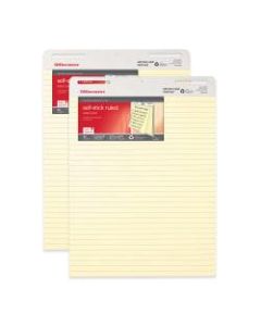 Office Depot Brand Bleed Resistant Self-Stick Easel Pads, 25in x 30in, 40 Sheets, 30% Recycled, Yellow, Pack Of 2