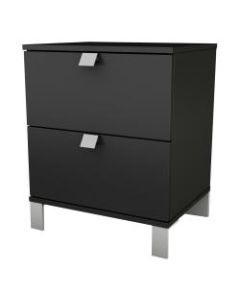 South Shore Spark 2-Drawer Nightstand, 23inH x 19-1/2inW x 17inD, Pure Black