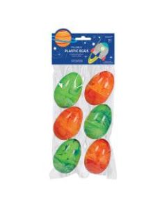 Amscan Large Plastic Easter Eggs, 3in x 2in, Space, 6 Eggs Per Bag, Pack Of 4 Bags