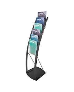 Deflect-O Contemporary 6-Pocket Literature Floor Display, 49inH x 13inW x 16 1/2inD, Black