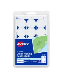 Avery Mailing Seals, 1in Round, 15 Labels/32 Sheets, Clear, Pack Of 480