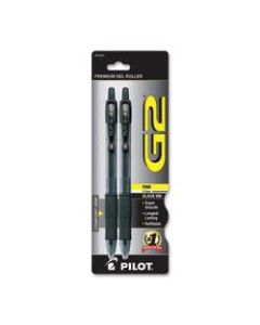 Pilot G2 Retractable Gel Ink Pens, Fine Point, 0.7 mm, Translucent Barrel, Black Ink, Pack Of 2 Pens