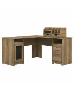 Bush Furniture Cabot 60inW L-Shaped Computer Desk With Desktop Organizers, Reclaimed Pine, Standard Delivery