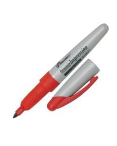 SKILCRAFT Permanent Impressions Fine-Tip Permanent Markers, Red, Pack Of 12 (AbilityOne 7520-01-519-4374)