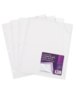 Avery Corner Lock 3-Hole Punched Plastic Sleeves, Clear, Pack Of 4