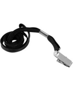 SICURIX Flat Metal Clip Lanyard - 100 / Box - 0.4in Width x 36in Length - Black