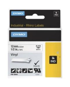 Dymo Rhino Industrial Vinyl Labels, 1/2in x 18-1/16ft, White/Black