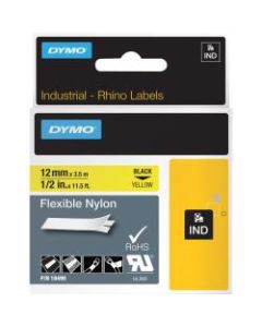 DYMO Rhino Flexible Nylon Labels, DYM18490, 1/2inW x 11 1/2 ft Length, Direct Thermal, Yellow, Nylon