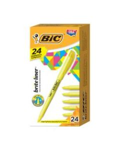 BIC Brite Liner Highlighters, Chisel Point, Yellow, Box Of 24