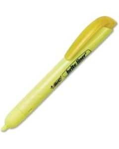 BIC Brite Liner Retractable Highlighters, Chisel Point, Fluorescent Yellow, Pack Of 12