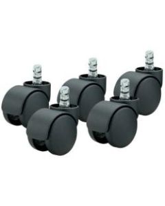 Master Mfg. Co Noiseless Futura Carpet Casters - 7/16in Dia. x 7/8in Long Dual Grip Ring Stem, 110 lbs./Caster, Matte Black, 5/Set