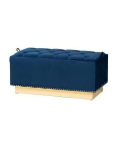 Baxton Studio Powell Storage Ottoman, Navy Blue/Gold