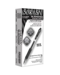 Zebra Sarasa Gel Ink Retractable Pens, Medium Point, 0.7 mm, Clear Barrel, Blue Ink, Pack Of 12