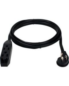 QVS 3-Outlet 3-Prong 25ft Flat Right-Angle Power Extension Cord - For Computer, Electronic Equipment - 125 V AC / 13 A - Black - 25 ft Cord Length - 1