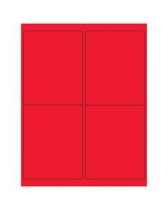Office Depot Brand Labels, LL181RD, Rectangle, 4in x 5in, Fluorescent Red, Case Of 400