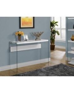 Monarch Specialties Console Table With Glass Base, Rectangle, Glossy White