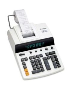 Canon CP1213DIII Desktop Printing Calculator - Dual Color Print - Dot Matrix - 4.8 lps - Ergonomic Design, Independent Memory, Item Count - 0.67in - 12 Digits - Fluorescent - AC Supply Powered - 6in x 11in x 17in - White - 1 Each