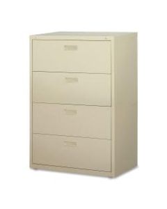 Lorell 30inW Lateral 4-Drawer File Cabinet, Metal, Putty