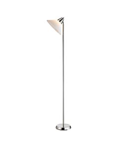 Adesso Swivel Torchiere Floor Lamp, 71-1/2inH, White Shade/Brushed Steel Base