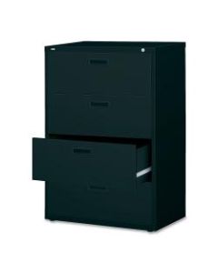 Lorell 30inW Lateral 4-Drawer File Cabinet, Metal, Black