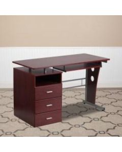 Flash Furniture Computer Desk with 3-Drawer Pedestal, Mahogany