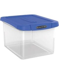 Bankers Box Heavy-Duty Portable Storage File Box, Letter/Legal Size, 10 5/8in x 14 3/16in x 17 3/8in, Clear/Blue