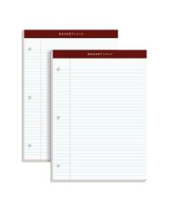 TOPS Double Docket Gold Writing Pads, 8 1/2in x 11in, Narrow Ruled, 200 Pages (100 Sheets), 3-Hole Punched, White, Pack Of 2