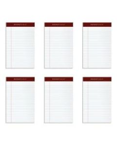 TOPS Docket Writing Tablet, 5in x 8in, Jr. Legal Rule, White, 50 Sheets Per Pad, Pack Of 6 Pads