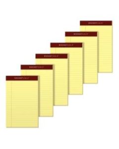 TOPS Docket Gold Premium Writing Pads, 5in x 8in, Jr. Legal Rule, Canary, 50 Sheets Per Pad, Pack Of 6 Pads