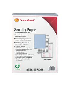 DocuGard Advanced Security Paper for Printing Prescriptions & Preventing Fraud, 7 Features - Letter - 8 1/2in x 11in - 24 lb Basis Weight - 500 / Ream - Tamper Resistant, Watermarked, CMS Approved