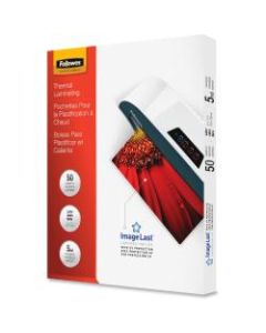 Fellowes Laminating Pouches, Type G, Glossy, 9in x 11.50in, 5 mil Thick, Clear, Box Of 50