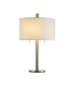 Adesso Boulevard Table Lamp, 28inH, White Shade/Silver Base
