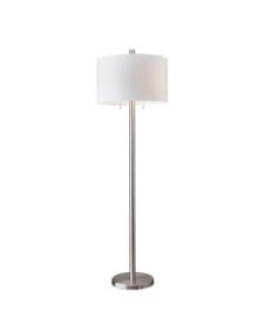 Adesso Boulevard Floor Lamp, 61inH, White/Silver