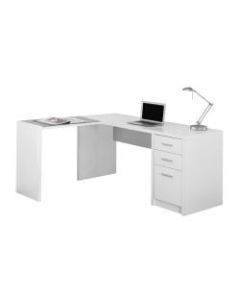 Monarch Specialties Corner Computer Desk With 3 Drawers, 60inW x 55inD, White