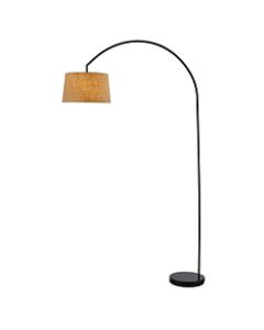 Adesso Goliath Arc Floor Lamp, 83inH, Burlap/Black