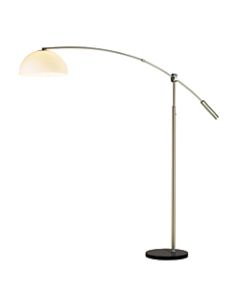 Adesso Outreach Arc Floor Lamp, 90inH, White Shade/Brushed Steel Base