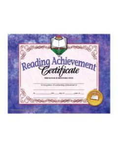 Hayes Publishing Certificates, Reading Achievement, 8 1/2in x 11in, Multicolor, Pre-K To Grade 12, Pack Of 30