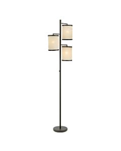 Adesso Bellows Tree Floor Lamp, 74inH, White Shade/Antique Bronze Base