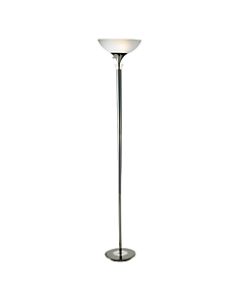Adesso Metropolis 300W Torchiere Floor Lamp, 71 1/2inH, Frosted White Shade/Black Nickel Base