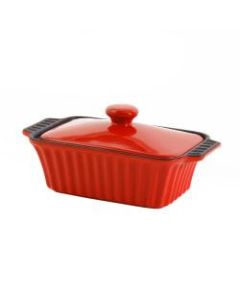 Crock-Pot Denhoff Non-Stick Ribbed Casserole Dish, 8-1/2in, Red