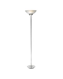 Adesso Metropolis 300W Torchiere Floor Lamp, 71 1/2inH, Frosted White Shade/Chrome Base