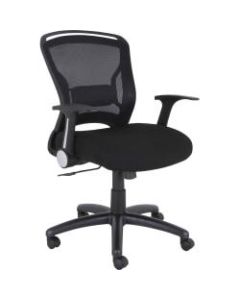 Lorell Flipper Arm Mid-Back Mesh/Fabric Chair, Black