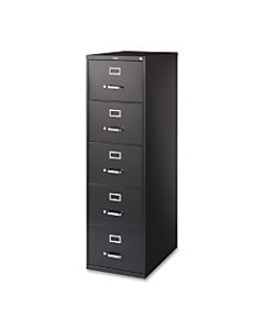 Lorell Fortress 26-1/2inD Vertical 5-Drawer Legal-Size File Cabinet, Metal, Black